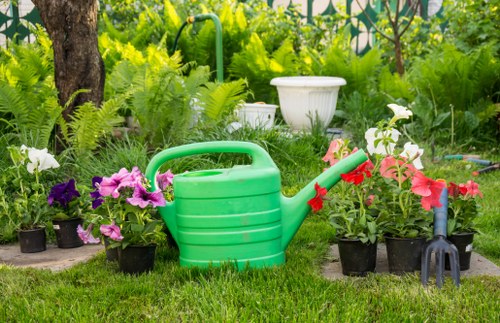 Professional lawn mowing in Harold Hill on a neat residential garden
