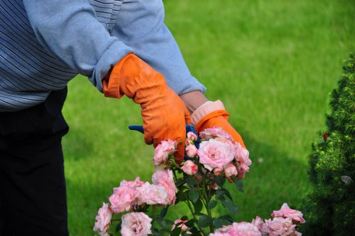 Supervisor reviewing safety procedures for garden maintenance